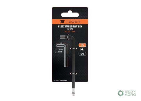 Klucz imbusowy HEX H5 - DŁUGI / TEGER Klucz imbusowy HEX H5 - DŁUGI / TEGER