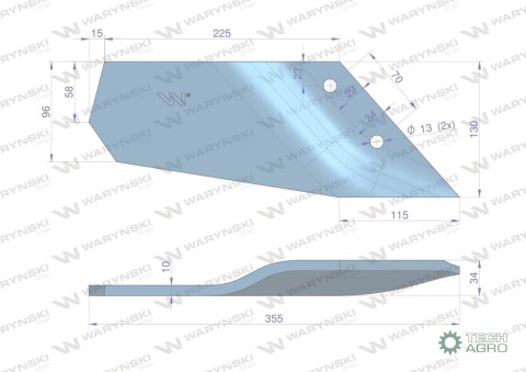Lemiesz wygięty krótki lewy zastosowanie Lemken Smaragd Waryński