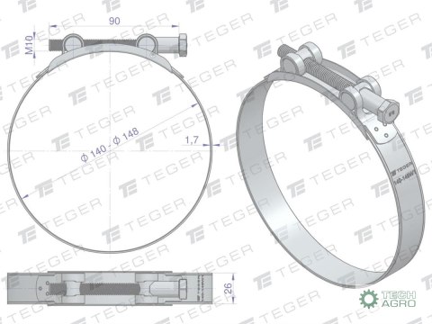 Opaska zaciskowa GBS 140-148 (obejma W1 - stal ocynkowana) szerkość 26mm TEGER ( sprzedawane po 5 ) Opaska zaciskowa GBS 140-148 (obejma W1 - stal ocynkowana) szerkość 26mm TEGER ( sprzedawane po 5 )