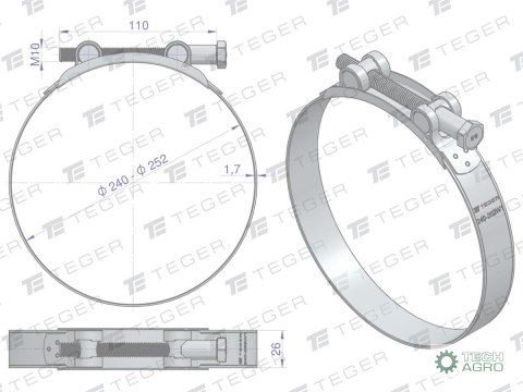 Opaska zaciskowa GBS 240-252 (obejma W1 - stal ocynkowana) szerkość 26mm TEGER ( sprzedawane po 5 ) Opaska zaciskowa GBS 240-252 (obejma W1 - stal ocynkowana) szerkość 26mm TEGER ( sprzedawane po 5 )