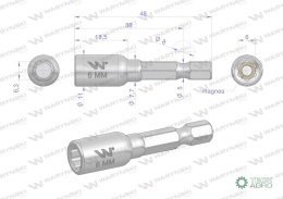 Nasadka 6mm z uchwytem narzędziowym do wkretarki długość 48 mm Waryński