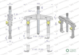 Ściągacz do łożysk dwuramienny typ T 160-330 Waryński