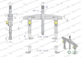 Ściągacz do łożysk dwuramienny typ T 160-420 Waryński