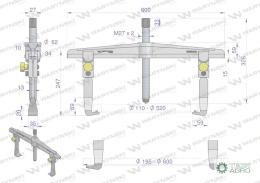 Ściągacz do łożysk dwuramienny typ T 195-600 Waryński