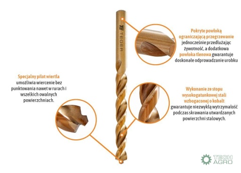 Wiertło do metalu kobaltowe - pilotujące 8.5 mm / TEGER