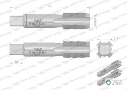 Gwintowniki komplet 2 szt do gwintu metrycznego drobnozwojnego DIN2181 M16X1.5 Waryński