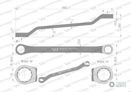 Klucz oczkowy odsadzony 17 x 19 mm. CrV standard ASME B107.9 Waryński