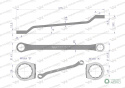 Klucz oczkowy odsadzony 25 x 28 mm. CrV standard ASME B107.9 Waryński