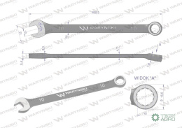 Klucz płasko-oczkowy 10 mm. CrV standar d ASME B107-2010 Waryński