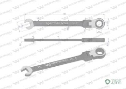 Klucz płasko-oczkowy 10 mm z grzechotką 72 zęby i przegubem Waryński