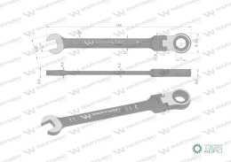 Klucz płasko-oczkowy 11 mm z grzechotką 72 zęby i przegubem Waryński