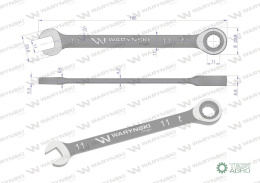 Klucz płasko-oczkowy 11 mm z grzechotką 72 zęby standard ASME B107-2010 Waryński