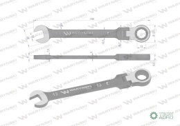 Klucz płasko-oczkowy 13 mm z grzechotką 72 zęby i przegubem Waryński