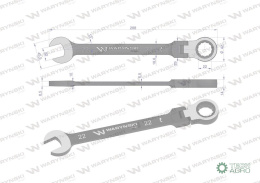 Klucz płasko-oczkowy 22 mm z grzechotką 72 zęby i przegubem Waryński