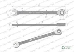 Klucz płasko-oczkowy 7 mm z grzechotką 72 zęby standard ASME B107-2010 Waryński