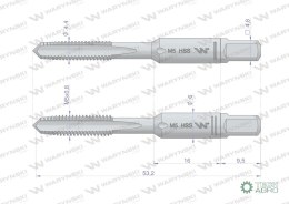 Komplet gwintowników przemysłowych M5 ze stali HSS wstępny. wykańczak DIN 352/2 Waryński
