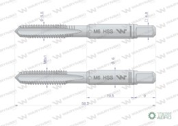 Komplet gwintowników przemysłowych M6 ze stali HSS wstępny. wykańczak DIN 352/2 Waryński