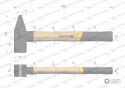 Młotek ślusarski 2 kg ciężki z jesionowym trzonkiem Waryński