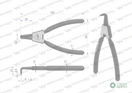 Szczypce do pierścieni osadczych 180 mm zewnętrzne wygięte Waryński