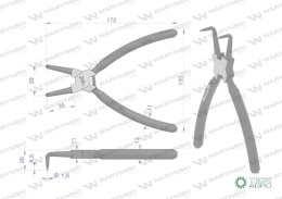 Szczypce do pierścieni osadczych 200 mm wewnętrzne wygięte Waryński