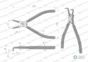 Szczypce do pierścieni osadczych 240 mm wewnętrzne wygięte Waryński