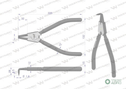 Szczypce do pierścieni osadczych 240 mm zewnętrzne wygięte Waryński