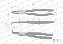 Szczypce do pierścieni osadczych 300 mm wewnętrzne wygięte Waryński
