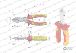 Szczypce izolowane, boczne 180 mm. VDE. Waryński