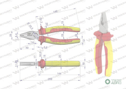 Szczypce izolowane, uniwersalne 200 mm. VDE. Waryński