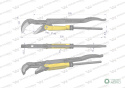 Szczypce nastawne szwedzkie do rur szczęki typ 45° o rozstawie max 40mm długość 330mm Waryński
