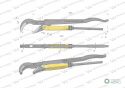 Szczypce nastawne szwedzkie do rur szczęki typ 45° o rozstawie max 55mm długość 420mm Waryński