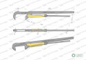 Szczypce nastawne szwedzkie do rur szczęki typ 90° o rozstawie max 121mm długość 735mm Waryński