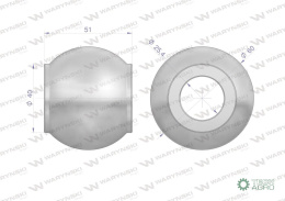 Kula łącznika górnego hartowana kat. 2-3 60X25X51 Waryński