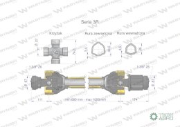 Wał przegubowo-teleskopowy 660-1000mm 460Nm sprzęgło zapadkowe CE 2020 seria 3R WARYŃSKI