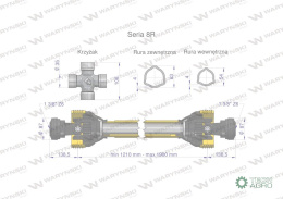 Wał przegubowo-teleskopowy 1210-1900mm 1240Nm CE 2020 seria 8R Waryński