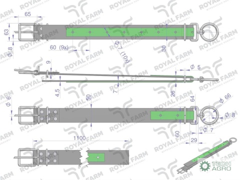 Obroża szeroka, 110 cm x 5 cm z okrętką 8 mm, Royal Farm