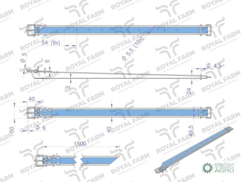 Obroża, znacznikowa 150cm x 4 cm, Royal Farm