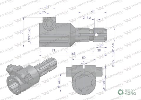 Redukcja adapter na śrubę 1 3/4" 6 wpustów na wałek 1 3/8" 6 wpustów WARYŃSKI Redukcja adapter na śrubę 1 3/4" 6 wpustów na wałek 1 3/8" 6 wpustów WARYŃSKI