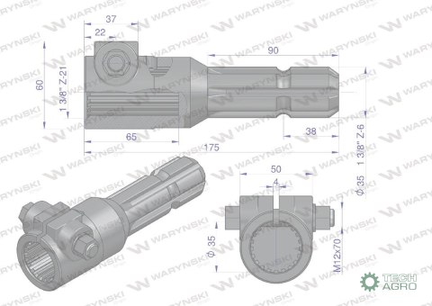 Redukcja adapter na śrubę 1 3/8" 21 wpustów na wałek 1 3/8" 6 wpustów WARYŃSKI Redukcja adapter na śrubę 1 3/8" 21 wpustów na wałek 1 3/8" 6 wpustów WARYŃSKI