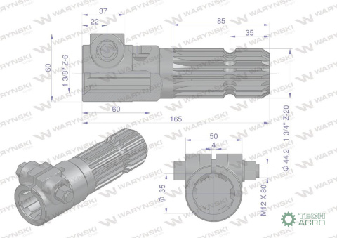 Redukcja adapter na śrubę 1 3/8" 6 wpustów na wałek 1 3/4" 20 wpustów WARYŃSKI Redukcja adapter na śrubę 1 3/8" 6 wpustów na wałek 1 3/4" 20 wpustów WARYŃSKI