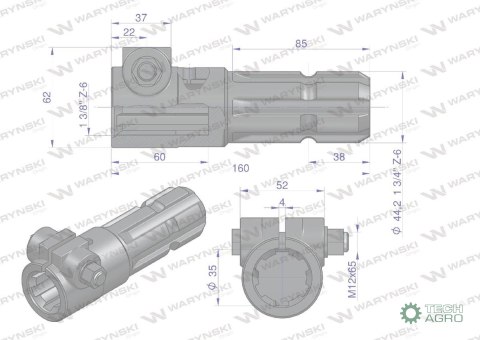 Redukcja adapter na śrubę 1 3/8" 6 wpustów na wałek 1 3/4" 6 wpustów WARYŃSKI Redukcja adapter na śrubę 1 3/8" 6 wpustów na wałek 1 3/4" 6 wpustów WARYŃSKI