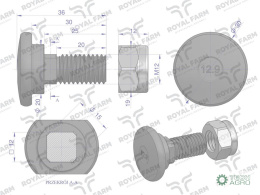 Śruba nożyka kpl. M12x35 zastosowanie Taarup Kverneland ROYAL FARM 56403100