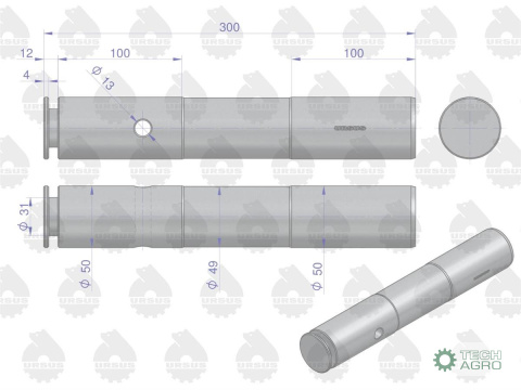 Sworzeń osi płaskiej C-330/360 ORYGINAŁ URSUS Sworzeń osi płaskiej C-330/360 ORYGINAŁ URSUS