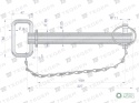 Sworzeń zaczepu z zawleczką i łańcuchem25x189x227 TEGER