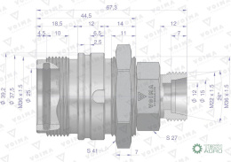 Zawór gniazdo ZSR (50490020) M22x1.5 skręcane VOIMA (opakowanie 10szt)