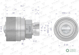 Zawór wtyczka ZSR (50490030) M22x1,5 skręcane VOIMA (opakowanie 10szt)