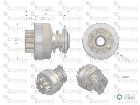 Zespół sprzęgający rozrusznika 333682. 16.902.507. 1447834M91 MF-4 Nowy Typ EXPOM KWIDZYN eu