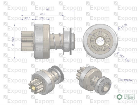 Zespół sprzęgający rozrusznika ( Typ Iskra ) 16.900.935 EXPOM KWIDZYN eu