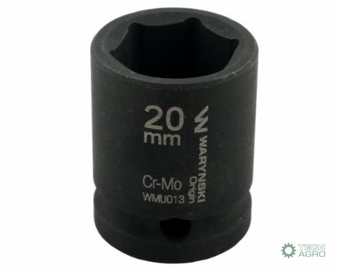 Nasadka udarowa sześciokątna 1/2". 20 mm. CrMo. DIN 3129. Waryński