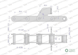 Łańcuch podajnika 38.4R łapka SD co 4 ogniwa 5m Waryński